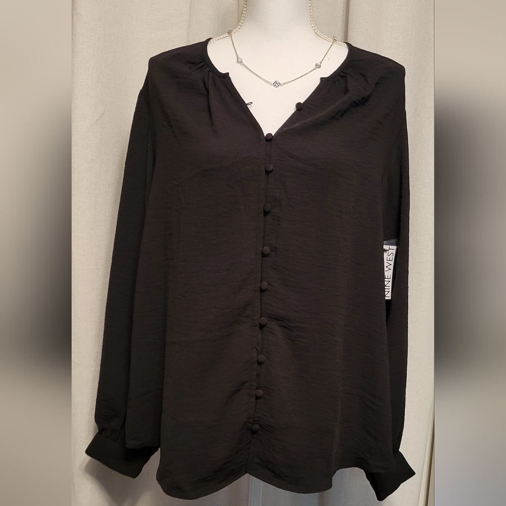 NEW! Button Down V-neck Blouse